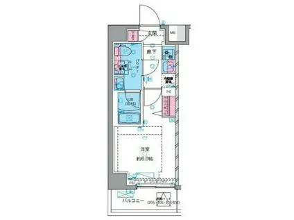 GENOVIA川崎IISKYGARDEN(1K/3階)の間取り写真