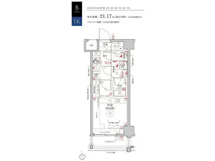 LE A横濱和田町弐番館(1K/3階)の間取り写真