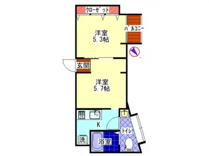 NSハイム板橋赤塚(2K/2階)の間取り写真