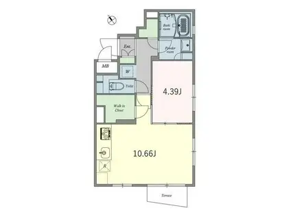 アスティーレ用賀2(1LDK/2階)の間取り写真