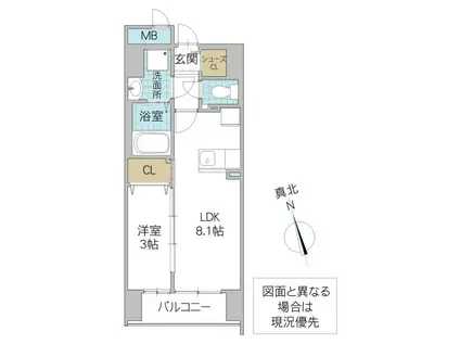 クレアグレイス水戸南町(1LDK/1階)の間取り写真