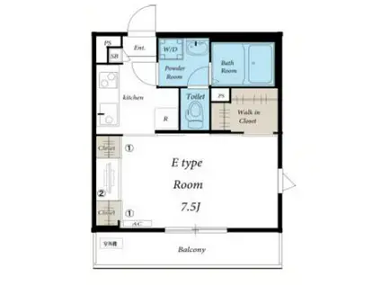 リブリ湘南元町(1K/1階)の間取り写真