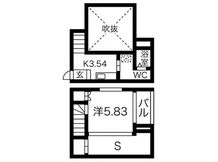 ヒューマンスクエア大館町(1SK/1階)の間取り写真