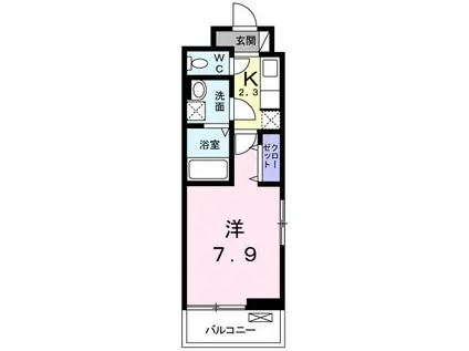 ソフィアフルールII(1K/2階)の間取り写真