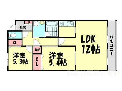 RAPURA-JYU(2LDK/4階)の間取り写真