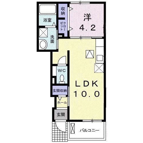 プラシード(1LDK/1階)の間取り写真