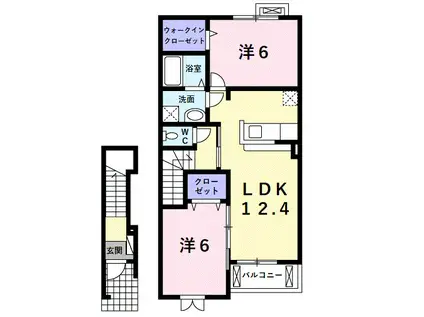 メゾンリュミエール(2LDK/2階)の間取り写真