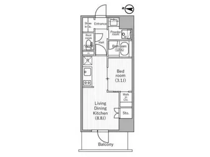 NIDO MINOWA(1LDK/9階)の間取り写真