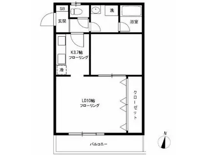 メゾンドラフィネ(1LDK/2階)の間取り写真