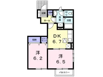 リバーサイド21(2DK/1階)の間取り写真