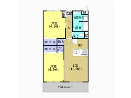 グランメゾン小山(2LDK/2階)の間取り写真