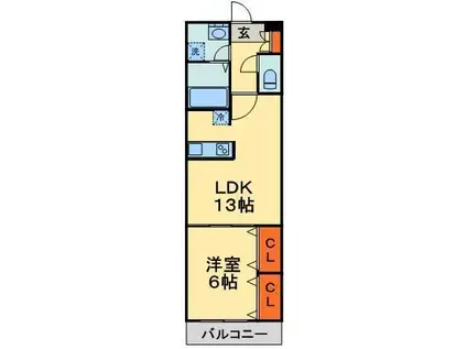 アルコバレーノシンメイ(1LDK/4階)の間取り写真