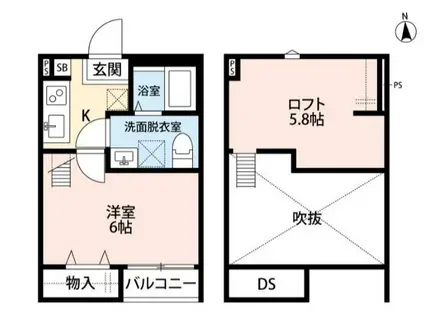 テラスフォレスト東浦和(1K/1階)の間取り写真