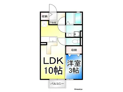 カーサアネーロB棟(1LDK/1階)の間取り写真