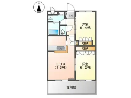 グレイス ヴィラII(2LDK/1階)の間取り写真