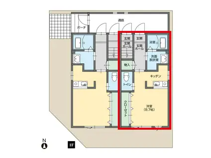 エムプールTAWARA(1K/1階)の間取り写真