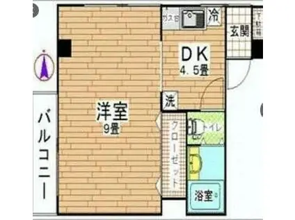 グリーンコーポ東中野(1DK/1階)の間取り写真