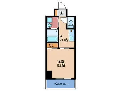 ドゥーエ本庄(1K/6階)の間取り写真