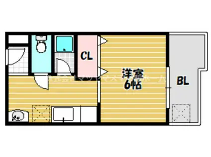 シャルル四條畷駅前(1K/2階)の間取り写真