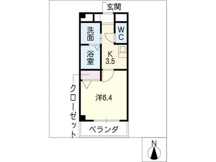 カーサ11(1K/1階)の間取り写真