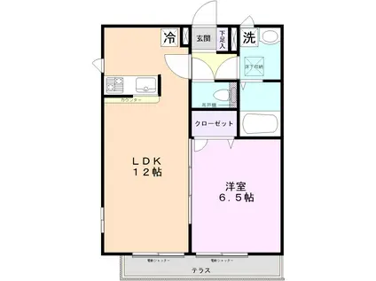 コート・ラ・ティーダ(1LDK/1階)の間取り写真