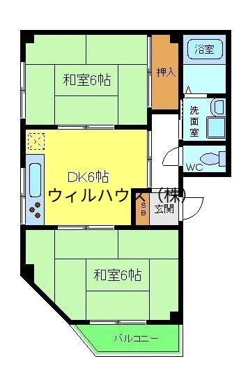 プレアール堺駅前(2DK/3階)の間取り写真