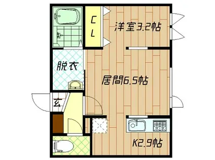 ガーデンクリスタル春光台II(1DK/2階)の間取り写真