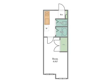 京王井の頭線 池ノ上駅 徒歩2分 2階建 築34年(1K/2階)の間取り写真