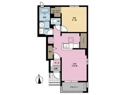 ベルコロレII(1LDK/1階)の間取り写真