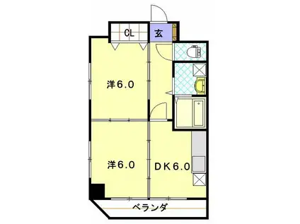 フォーサイト千歳(2DK/4階)の間取り写真
