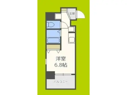 エルミタージュ難波南V(ワンルーム/6階)の間取り写真