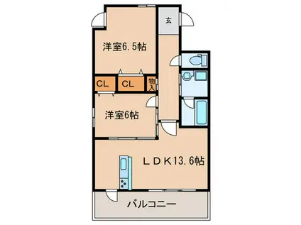 RIVER STORM SHIRATORI(2LDK/3階)の間取り写真