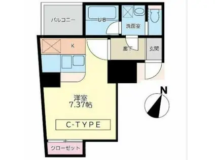 エスレジデンス日本橋浜町(1K/6階)の間取り写真