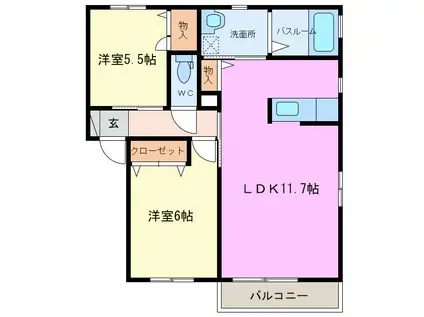 スカーレットB(2LDK/2階)の間取り写真