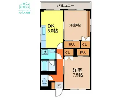 西海マンション(2DK/4階)の間取り写真
