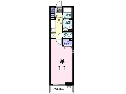 シャイン戸畑(1K/2階)の間取り写真