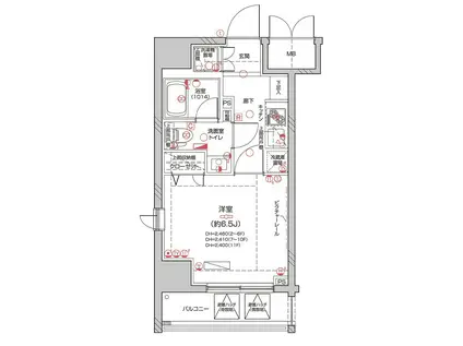 LEA横濱鶴見中央(1K/6階)の間取り写真