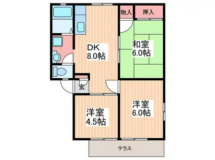プロムナード高橋B(3DK/1階)の間取り写真