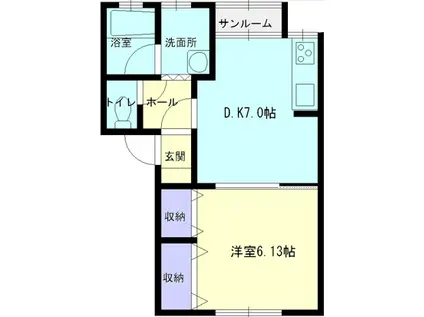 リュミエール(1DK/2階)の間取り写真