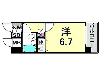 朝日プラザαポート神戸(ワンルーム/2階)の間取り写真