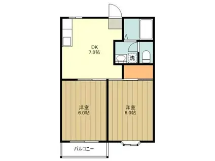 ホワイトシャトルAB(2DK/2階)の間取り写真