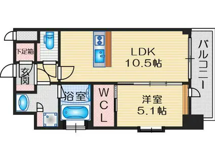 スプランディッド江坂III(1LDK/9階)の間取り写真