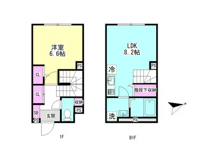 グランファーロ下北沢(1LDK/B1階)の間取り写真
