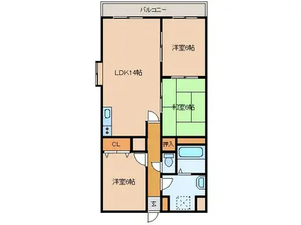 エンブレム麻里布(3LDK/3階)の間取り写真