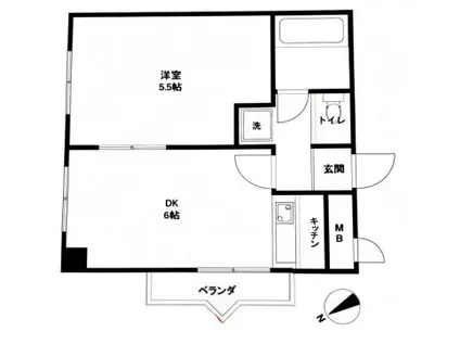 サンパレス21姫路(1DK/9階)の間取り写真