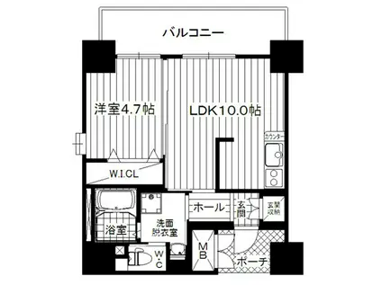 SUNSUNなんば弐番館(1LDK/12階)の間取り写真
