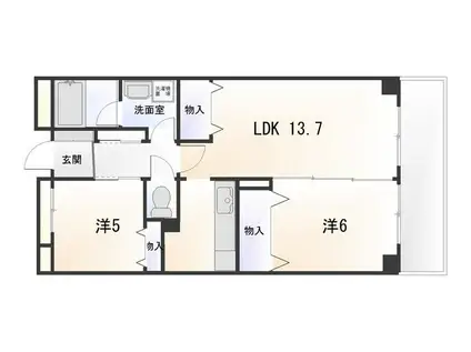 ジュピテール(2LDK/7階)の間取り写真