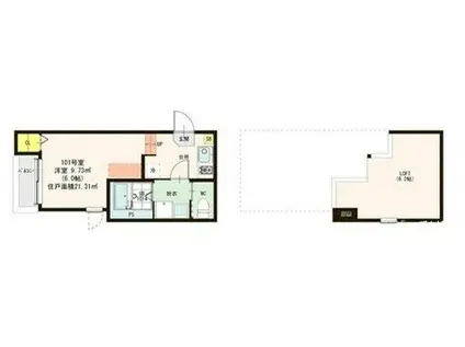 ヴィオール野芥二丁目(1K/1階)の間取り写真