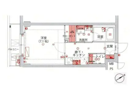 ハーモニーレジデンス池袋メトロゲート1(1K/4階)の間取り写真