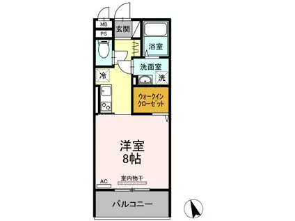 ロイジェントパークス富久山 A(1K/3階)の間取り写真